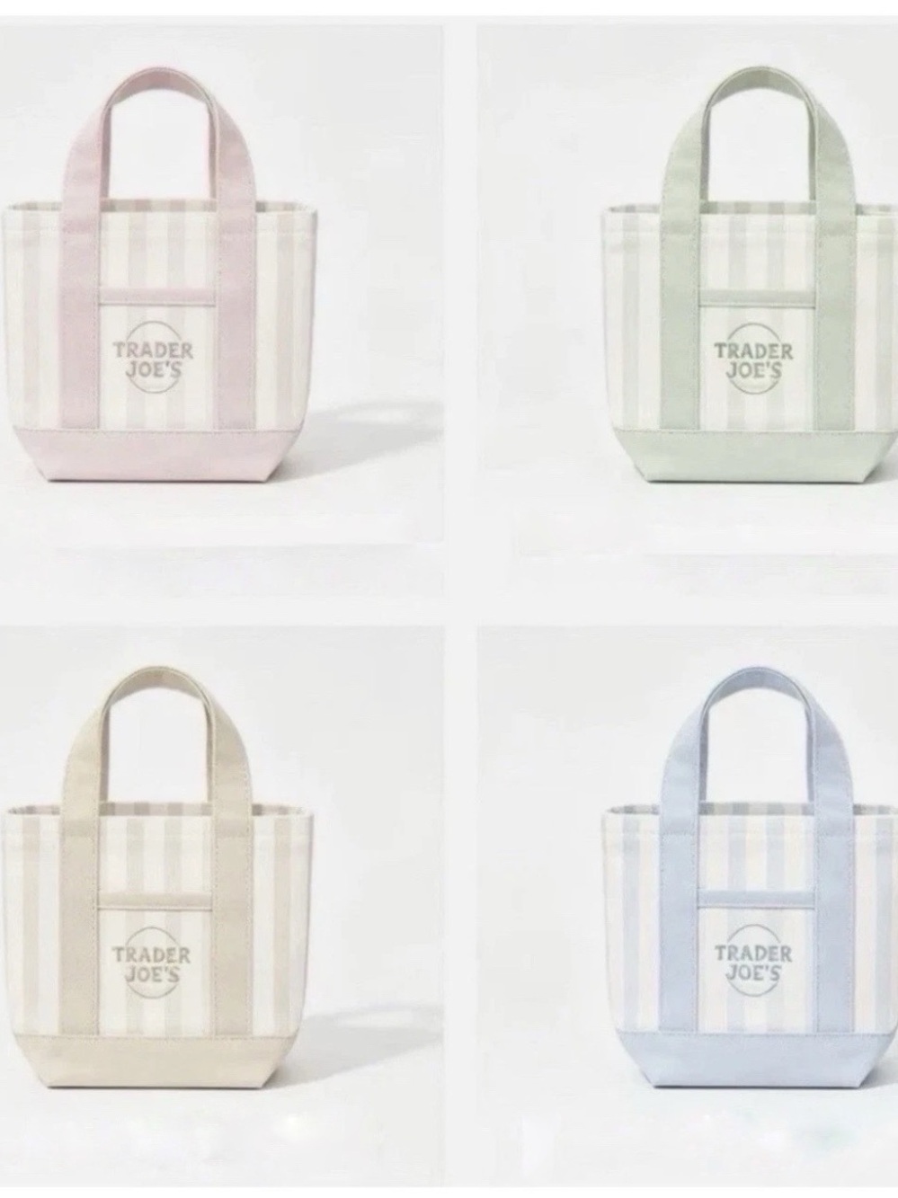 Trader Joe’s Mini Striped Canvas Tote Bag Summer 2026 4 Bundle